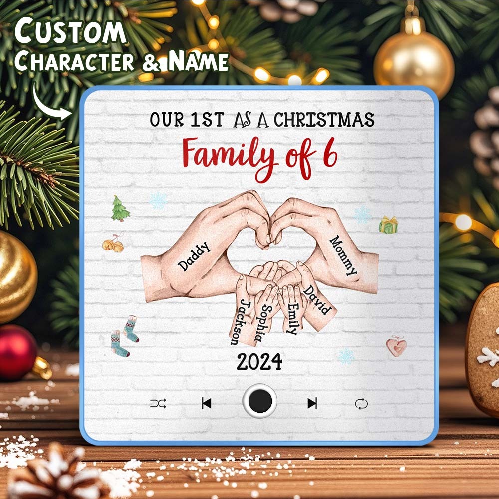Magnete Da Frigorifero Personalizzato Con Personaggio Dei Cartoni Animati E Nome Magnete Da Frigorifero Con Album Musicale Personalizzato, Il Nostro Primo Come Famiglia Natalizia - mymoonlampit