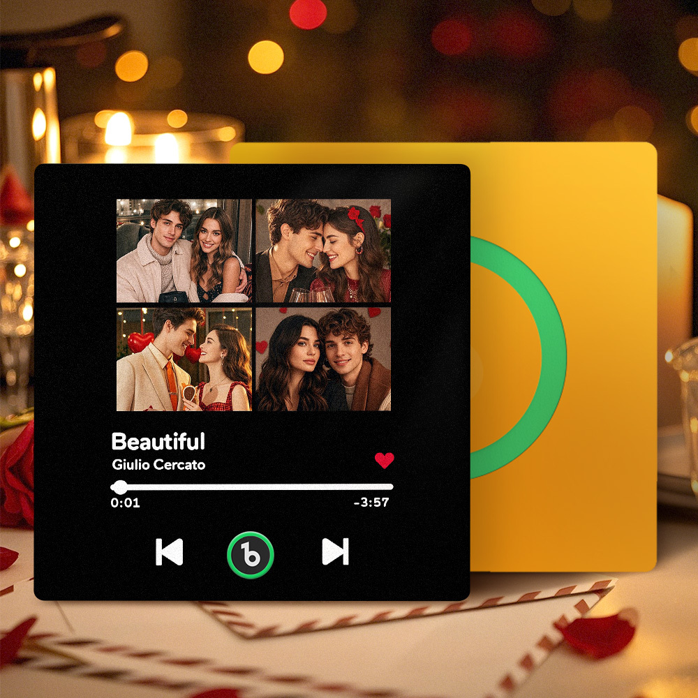 Magnete Da Frigorifero Musicale Personalizzato Con 4 Foto, Album Colorato, Regali Di San Valentino - mymoonlampit
