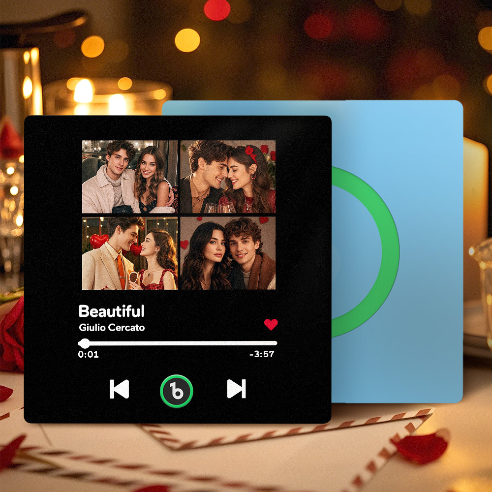 Magnete Da Frigorifero Musicale Personalizzato Con 4 Foto, Album Colorato, Regali Di San Valentino - mymoonlampit