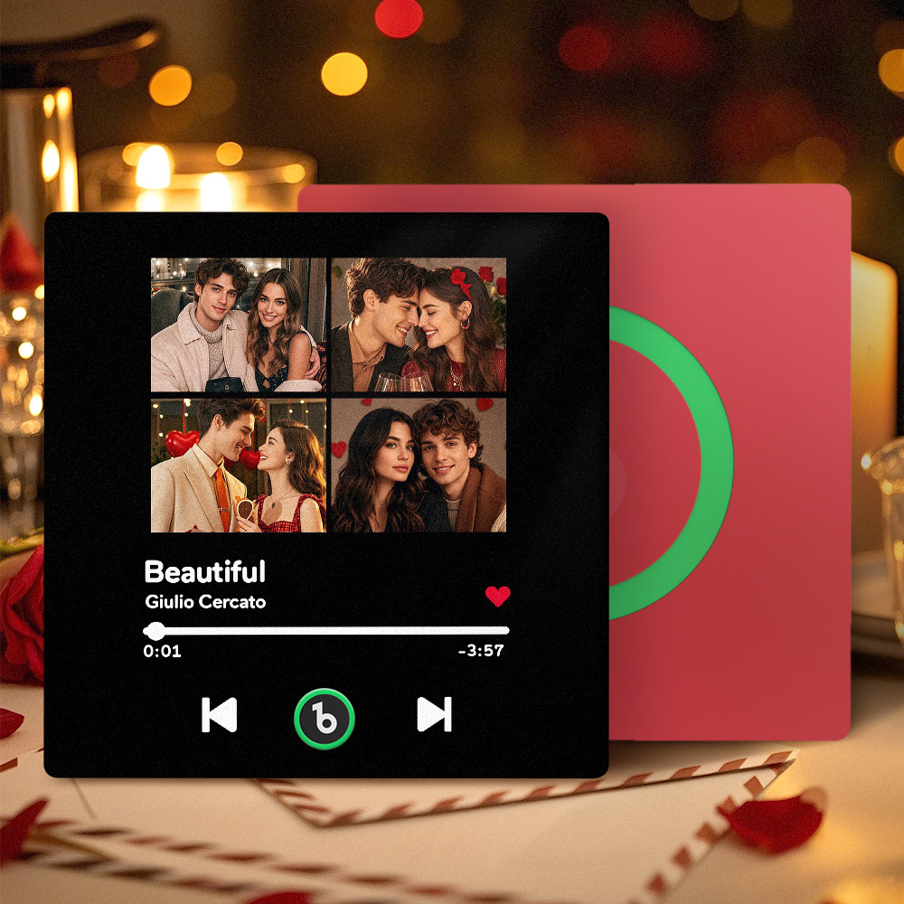 Magnete Da Frigorifero Musicale Personalizzato Con 4 Foto, Album Colorato, Regali Di San Valentino - mymoonlampit