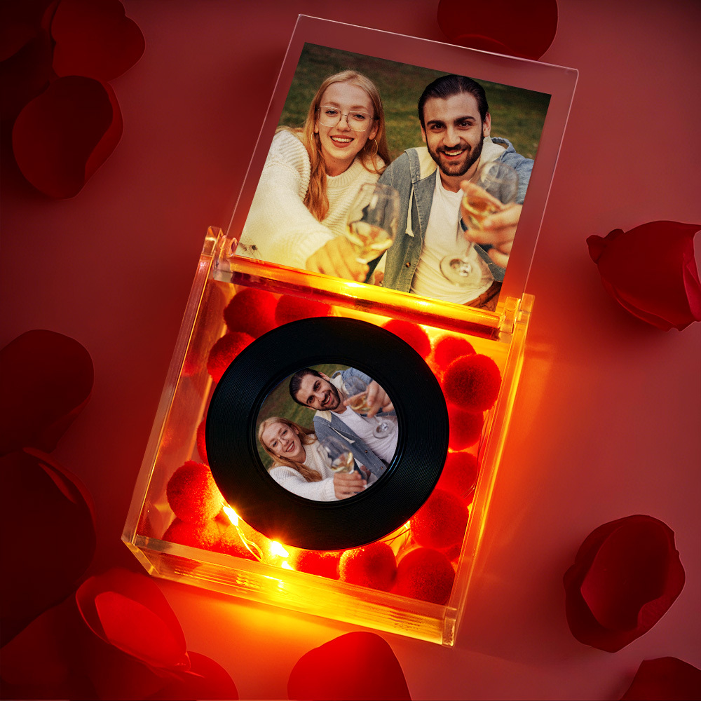 Mini Giradischi In Vinile Personalizzato Con Ricarica Usb Con Riproduzione Automatica, Foto E Luce Calda Romantica - mymoonlampit