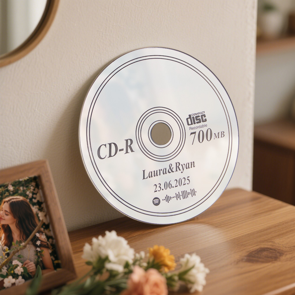Specchio Con Nomi Personalizzati E Musica, Arte Per Parete, Specchio Cd, Art Déco, Regalo Di Inaugurazione Della Casa, Decorazione Da Parete A Specchio, Specchio Per Camera Da Letto - mymoonlampit