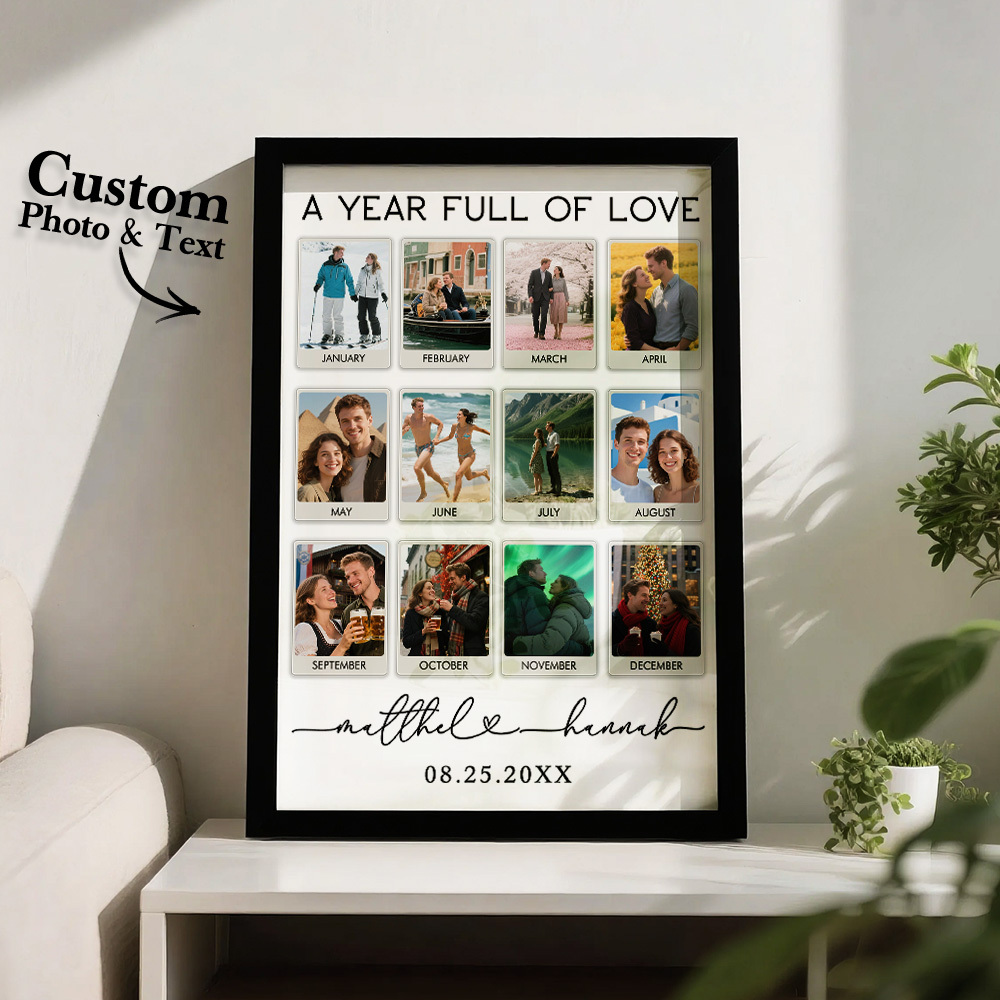 Cornice Per Foto Personalizzata, Regalo Di Anniversario, Cornice Per Foto Personalizzata, Regalo Di Anniversario Di 1 Anno - mymoonlampit