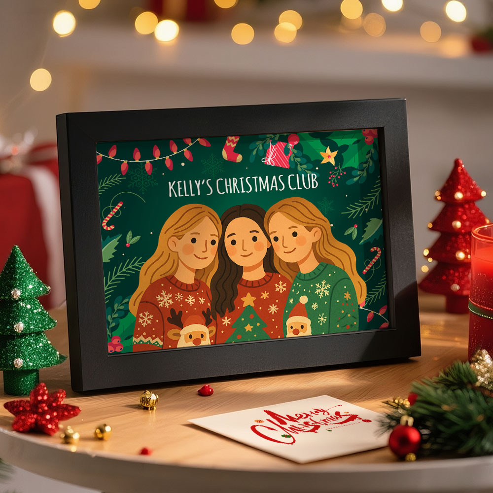 Decorazioni Natalizie Con Cornice In Legno, Foto Di Cartoni Animati Personalizzate, Regali Di Natale, Targhe Decorative Per Gli Amici - mymoonlampit