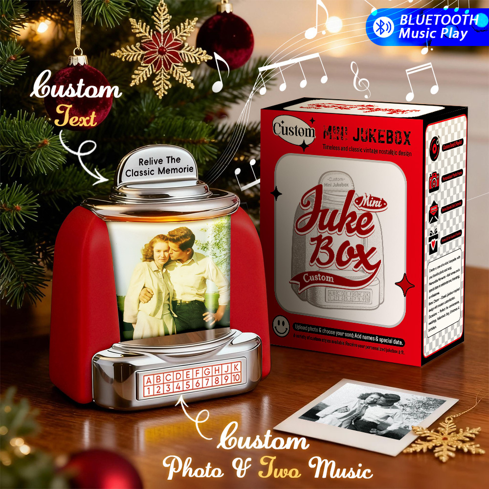 Mini Jukebox Retro Speaker Con Intelligenza Artificiale Personalizzata Per Il Ripristino Dei Vecchi Ricordi - Mini Lettore Musicale Con Foto, Nomi E Data Personalizzati Con Radio | Decorazioni Da Tavolo Vintage Per La Casa, Regali Di Natale Retrò Nostalgici - mymoonlampit