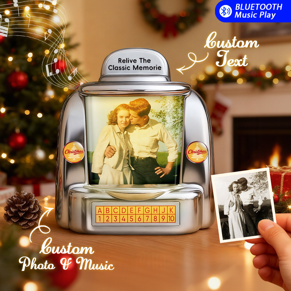 Mini Jukebox Retro Speaker Con Intelligenza Artificiale Personalizzata Per Il Ripristino Dei Vecchi Ricordi - Mini Lettore Musicale Con Foto, Nomi E Data Personalizzati Con Radio | Decorazioni Da Tavolo Vintage Per La Casa, Regali Di Natale Retrò Nostalgici - mymoonlampit