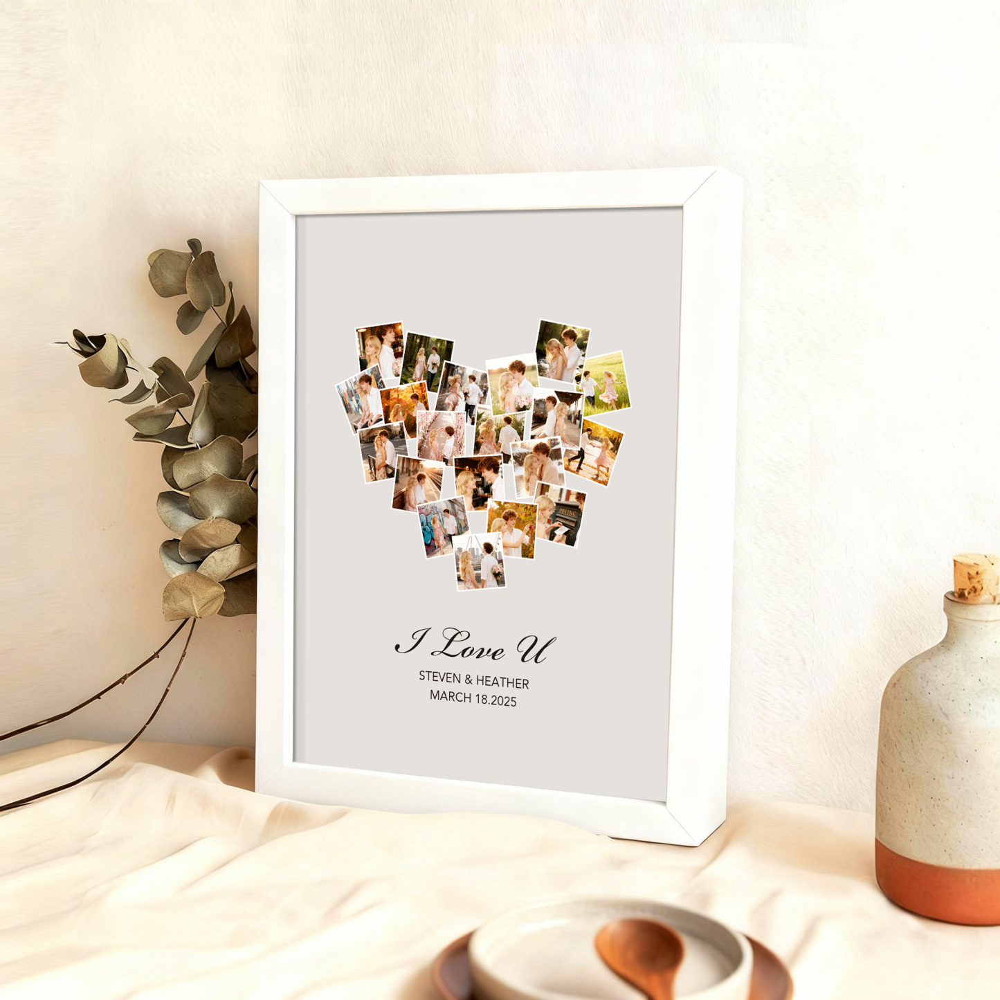 Cornice Per Foto Personalizzata, Regalo Di Natale, Regalo Di San Valentino, Cornice Personalizzata Con 20 Foto E Nomi, Regalo Di Anniversario - mymoonlampit