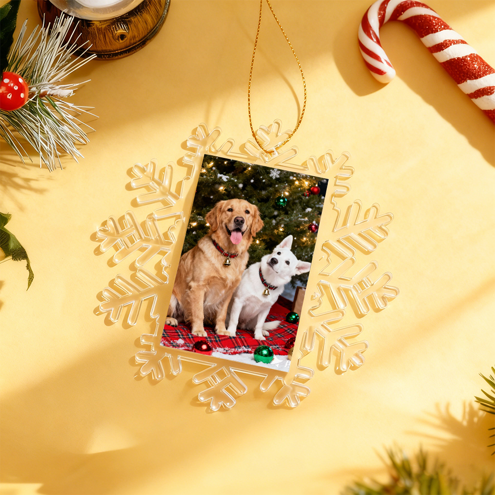 Ornamento Fotografico A Forma Di Fiocco Di Neve, Regalo Di Natale, Ornamento Fotografico Personalizzato In Acrilico - mymoonlampit