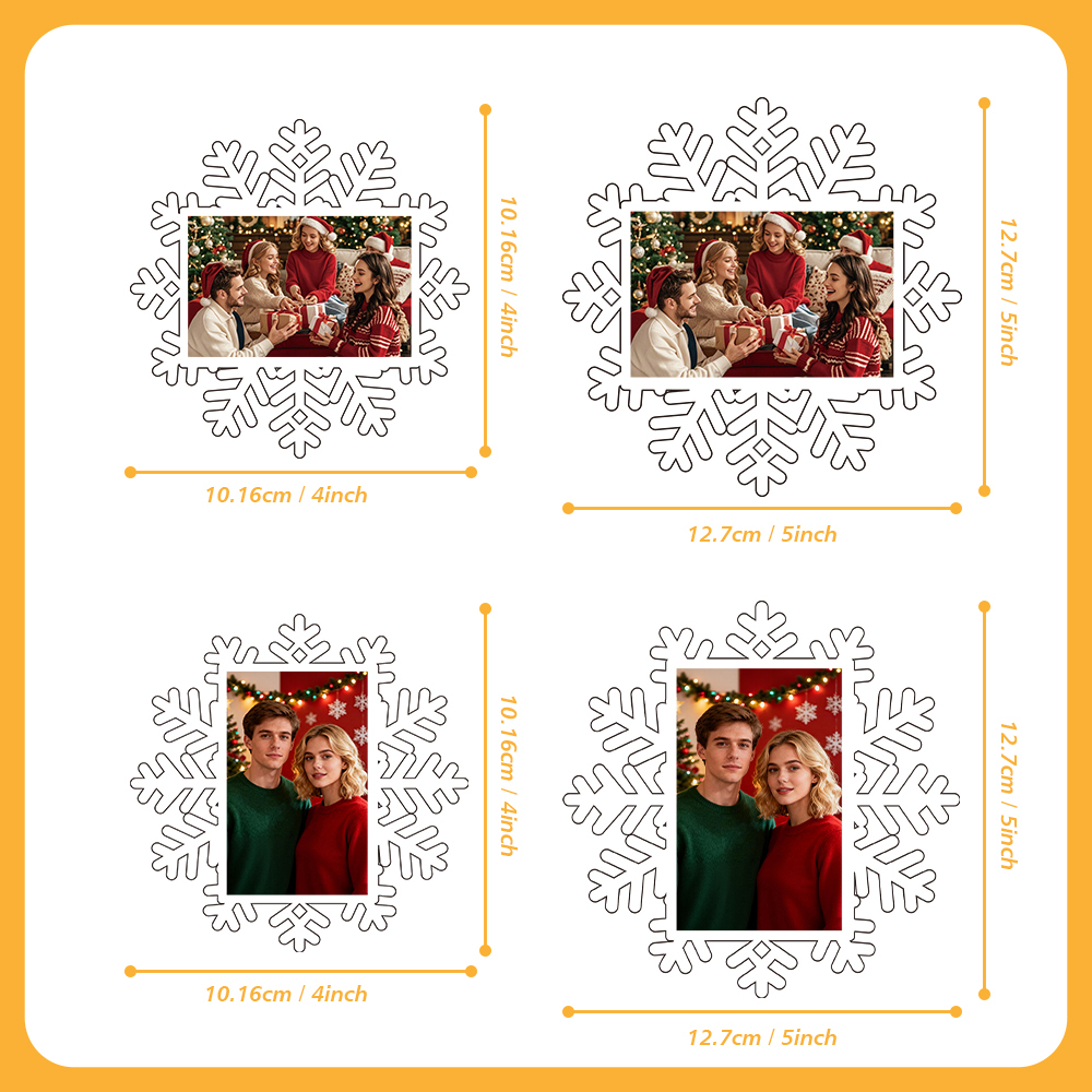 Ornamento Fotografico A Forma Di Fiocco Di Neve, Regalo Di Natale, Ornamento Fotografico Personalizzato In Acrilico - mymoonlampit