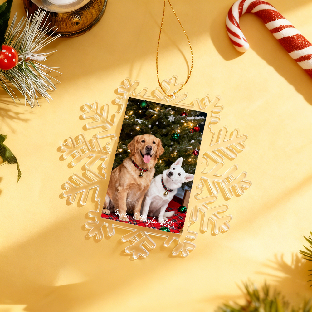 Ornamento Fotografico A Forma Di Fiocco Di Neve, Regalo Di Natale, Ornamento Fotografico Personalizzato In Acrilico - mymoonlampit