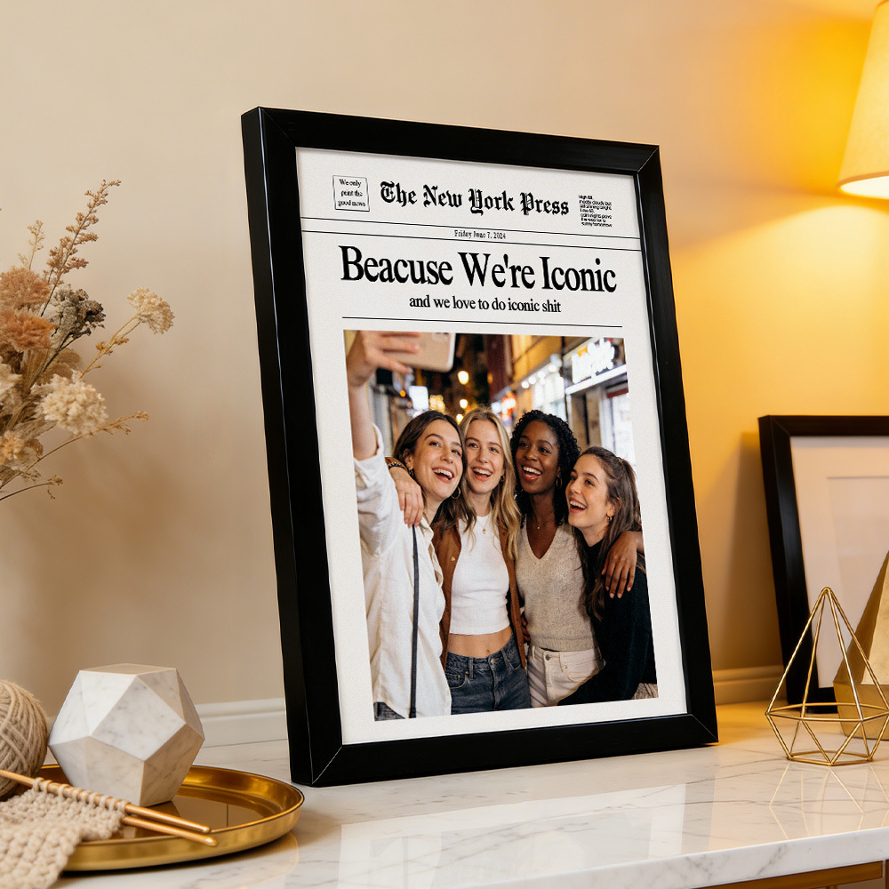 Cornice Portafoto Personalizzata Con Foto Di Giornale Del Migliore Amico, Regalo Iconico Per La Festa Di Compleanno E San Valentino - mymoonlampit