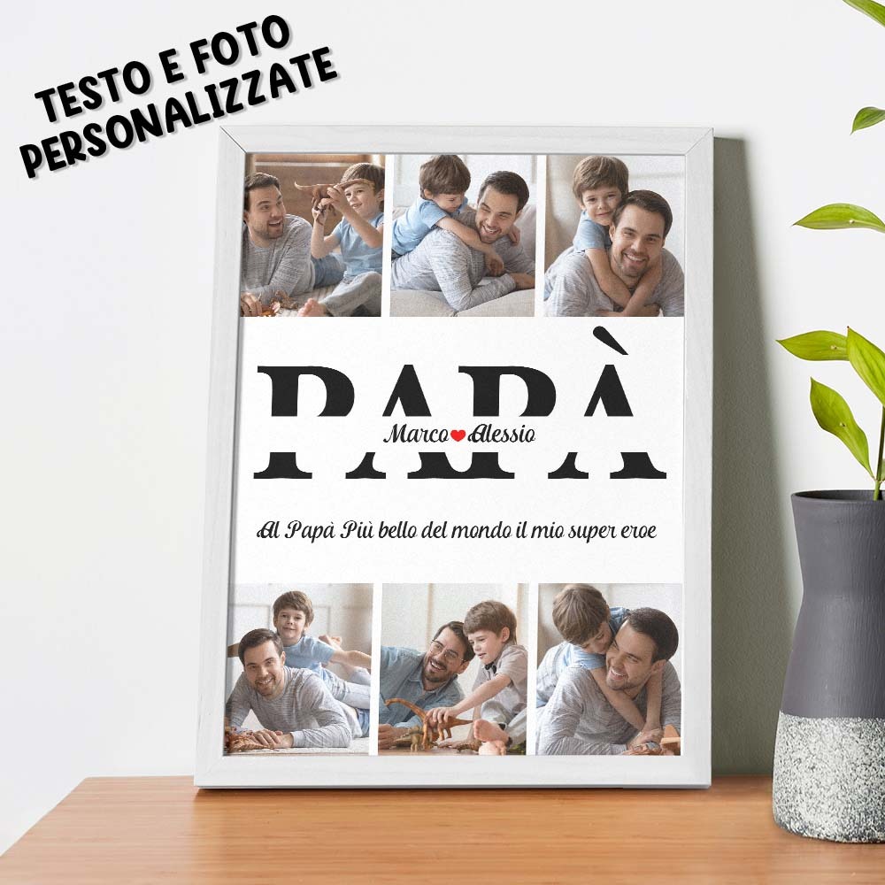 Cornice In Legno Con Foto E Testo Personalizzati, Design Distintivo, Regali Per Momenti Preziosi Per Papà - fotolampadaluna