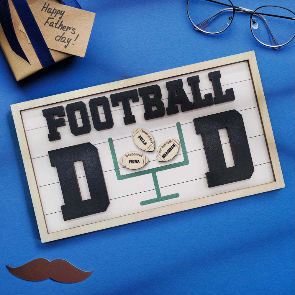 Targa Con Nome In Legno Personalizzata Per Papà Di Calcio, Regalo Per La Festa Del Papà Per Papà Nonno - mymoonlampit
