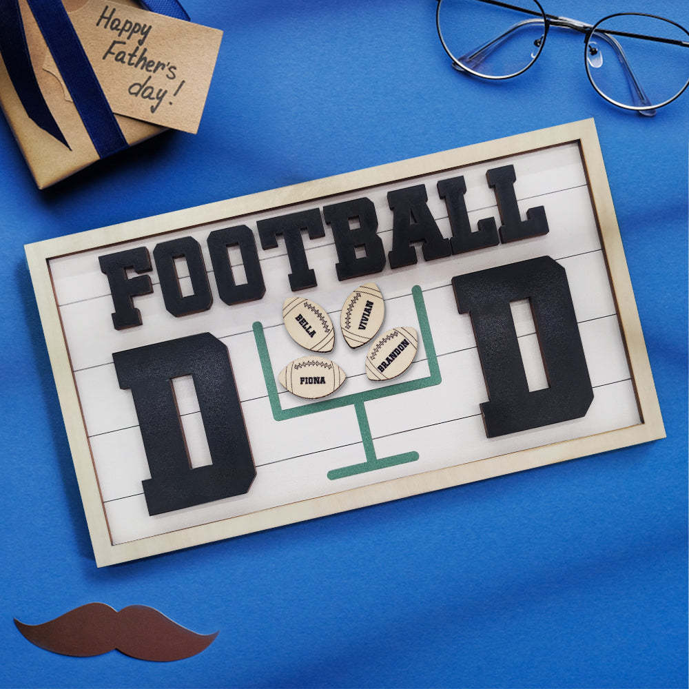 Targa Con Nome In Legno Personalizzata Per Papà Di Calcio, Regalo Per La Festa Del Papà Per Papà Nonno - mymoonlampit