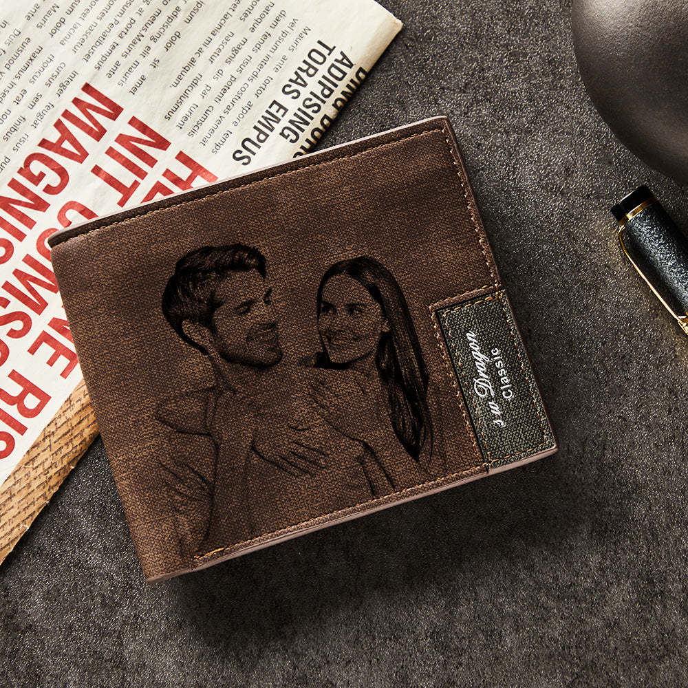 Gift for Him To My Man Love Personalized Photo Wallet Leather Wallet Engraved Wallet Boyfriend Husband