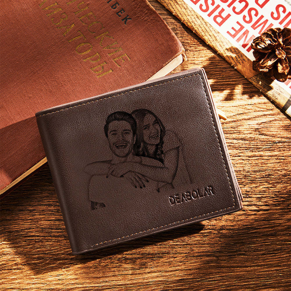 Gift for Him To My Man Love Personalized Photo Wallet Leather Wallet Engraved Wallet Boyfriend Husband