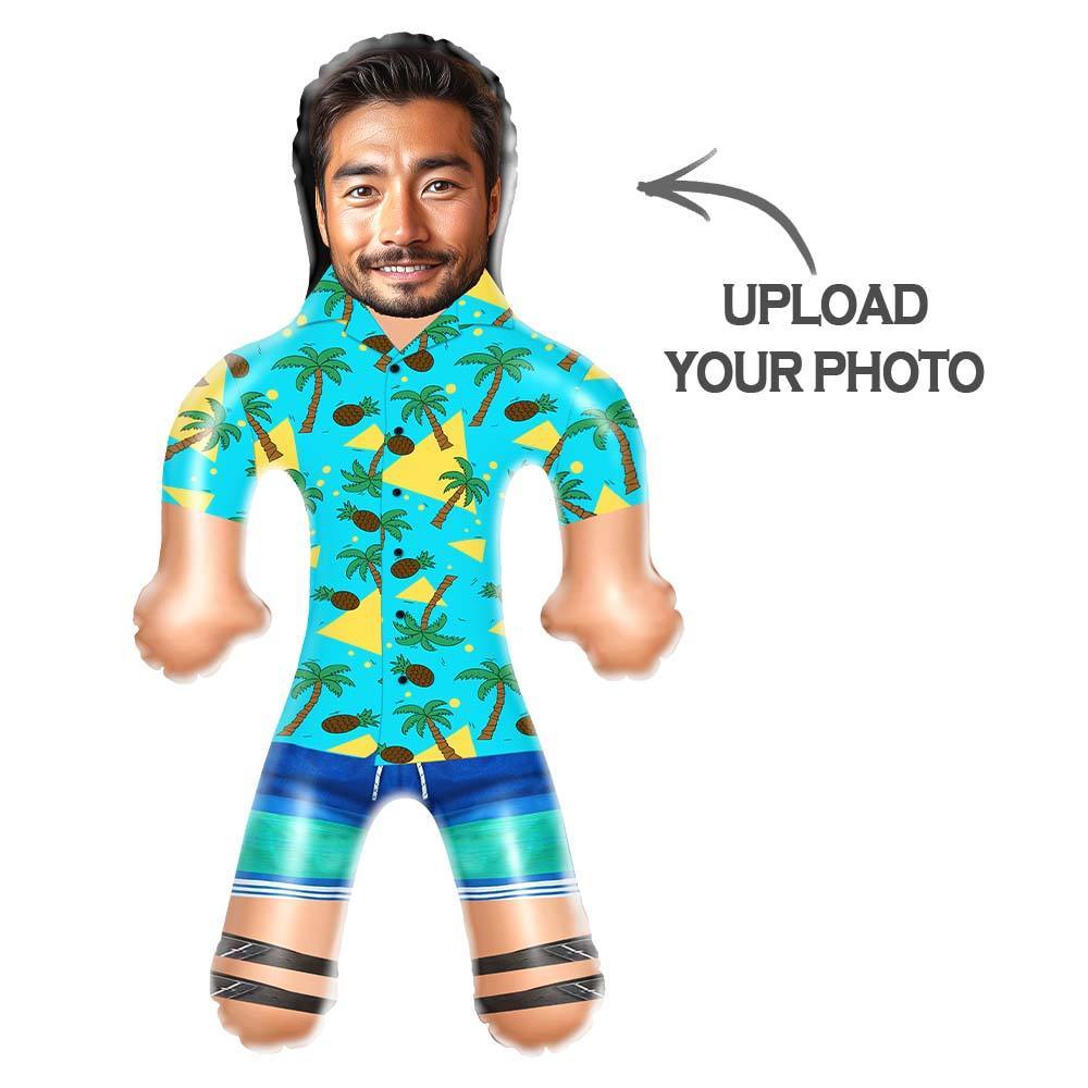 Bambole Gonfiabili Personalizzate Camicia Hawaiana Albero Di Cocco E Ananas Divertente Viso Stampato Con Uomo Gonfiabile Per Bomboniere - mymoonlampit
