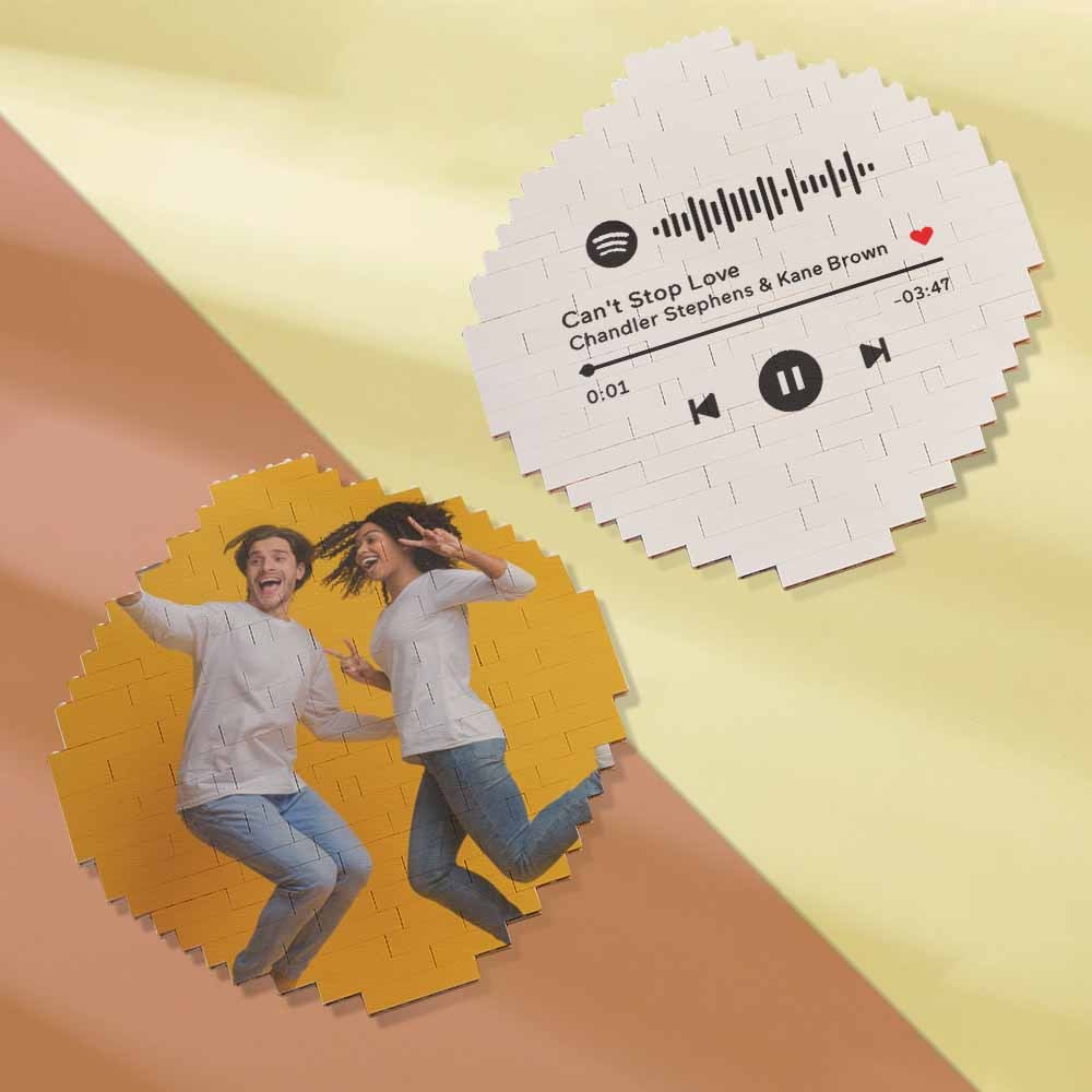 Codice Spotify Personalizzato Cornice Personalizzata Per Blocchi Fotografici Rotondi In Mattoni - fotolampadaluna