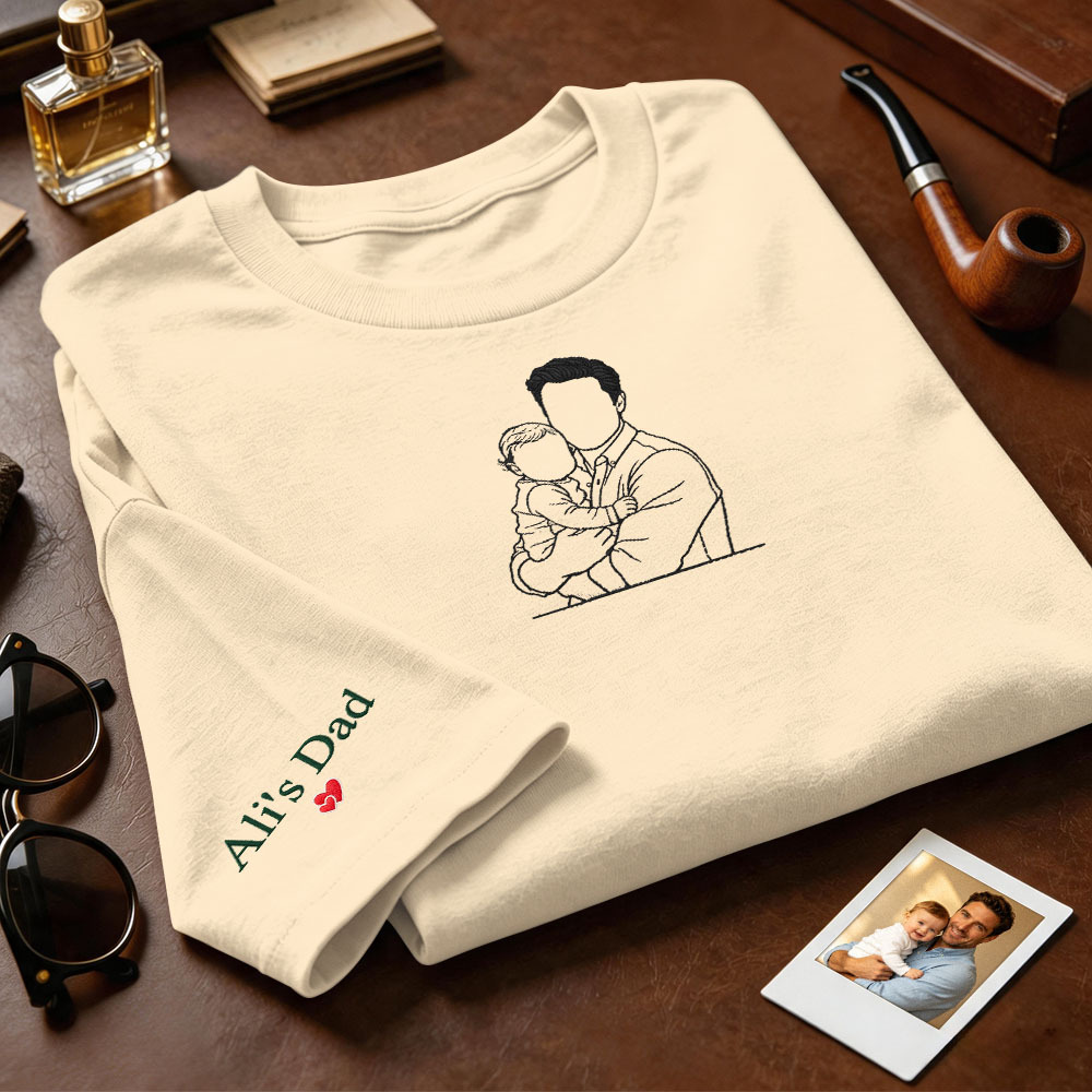 Felpa personalizzata ricamata a colori con ritratto di coppia/papà/mamma, regalo per la famiglia, idea regalo personalizzata per la festa del papà - mymoonlampit