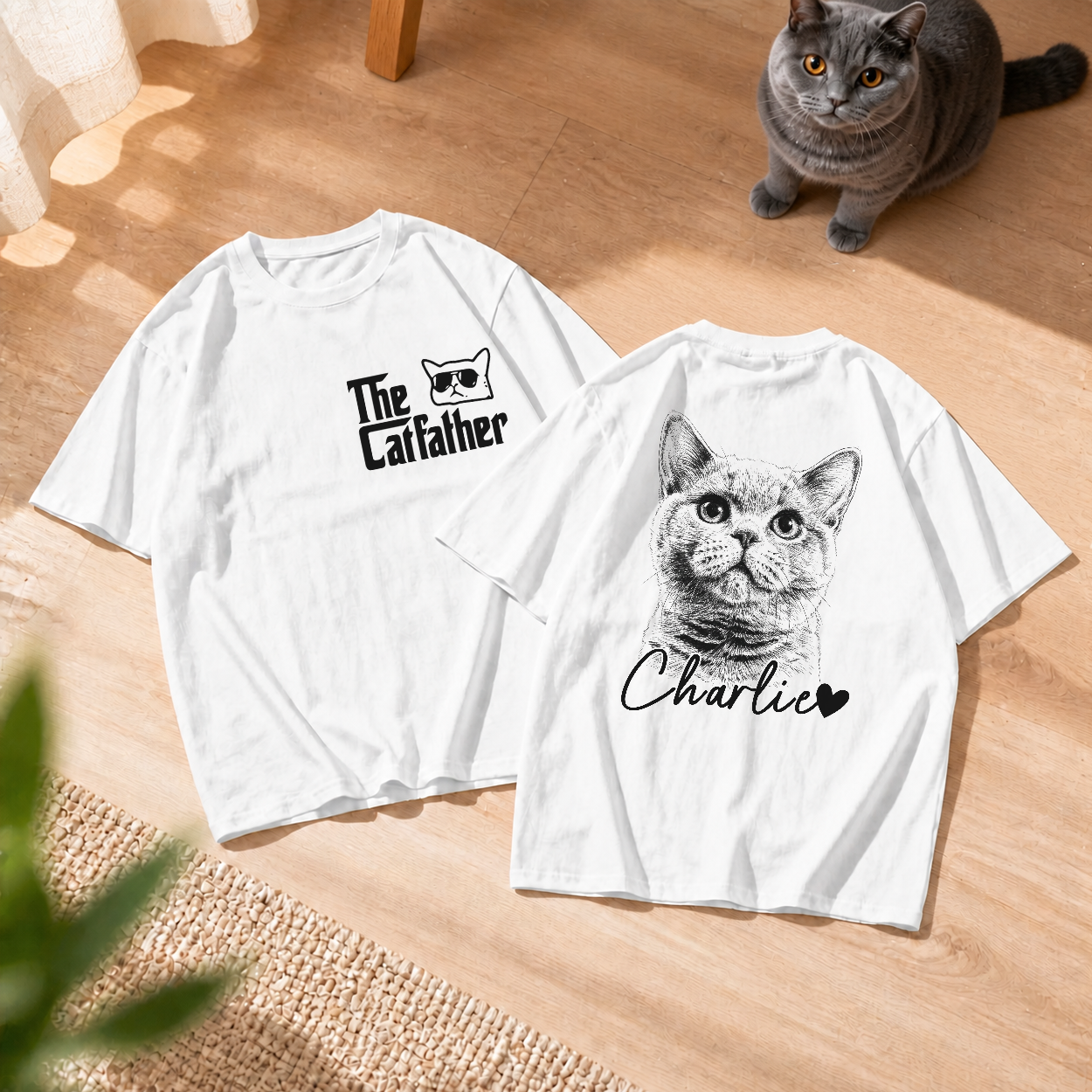 T-shirt Unisex Personalizzata Con Foto, Regalo Di Compleanno Per La Festa Del Papà, Per Amanti Di Cani E Gatti, Papà E Mamme Di Cani, Proprietari Di Gatti - Casa è Dove Ci Sono I Miei Animali Domestici - mymoonlampit