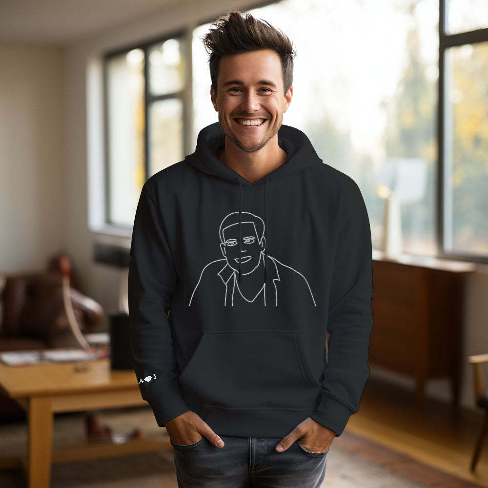 Felpa Con Cappuccio Personalizzata Con Foto Ricamata E Testo Sulla Manica, Felpa Colorata Per Coppie - mymoonlampit