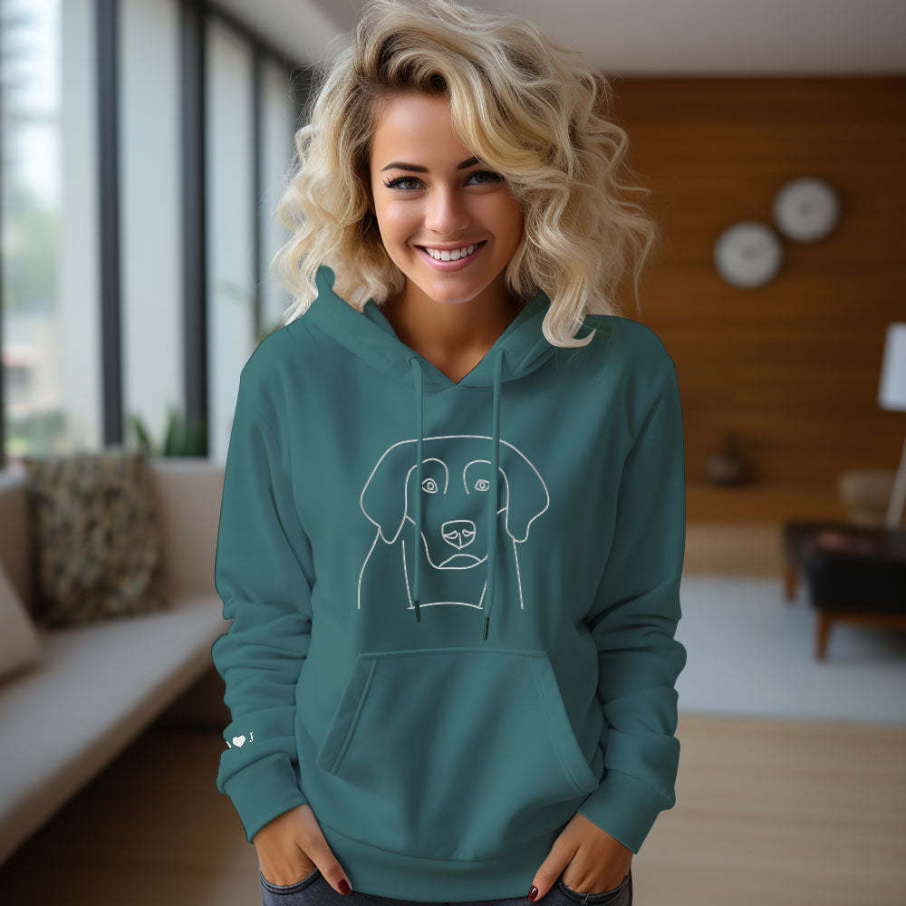 Felpa Con Cappuccio Personalizzata Con Foto Ricamata E Testo Sulla Manica, Felpa Colorata Per Coppie - mymoonlampit