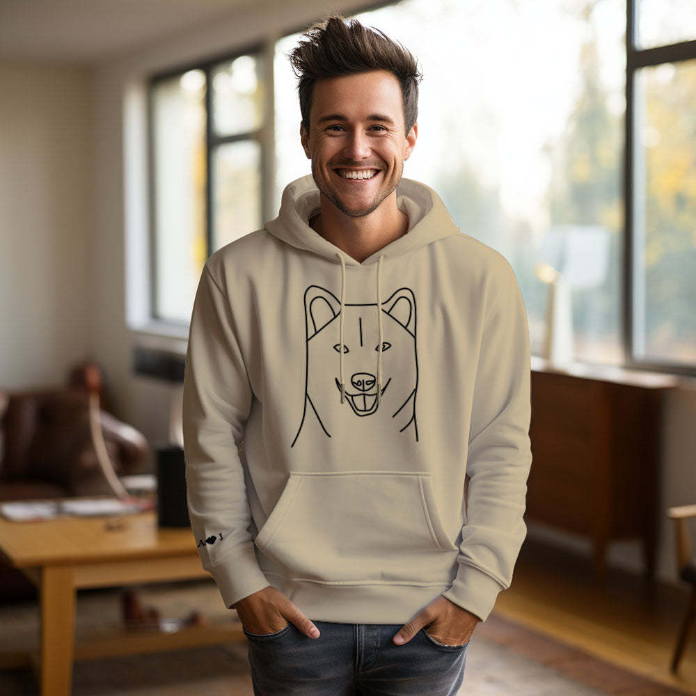 Felpa Con Cappuccio Personalizzata Con Foto Ricamata E Testo Sulla Manica, Felpa Colorata Per Coppie - mymoonlampit