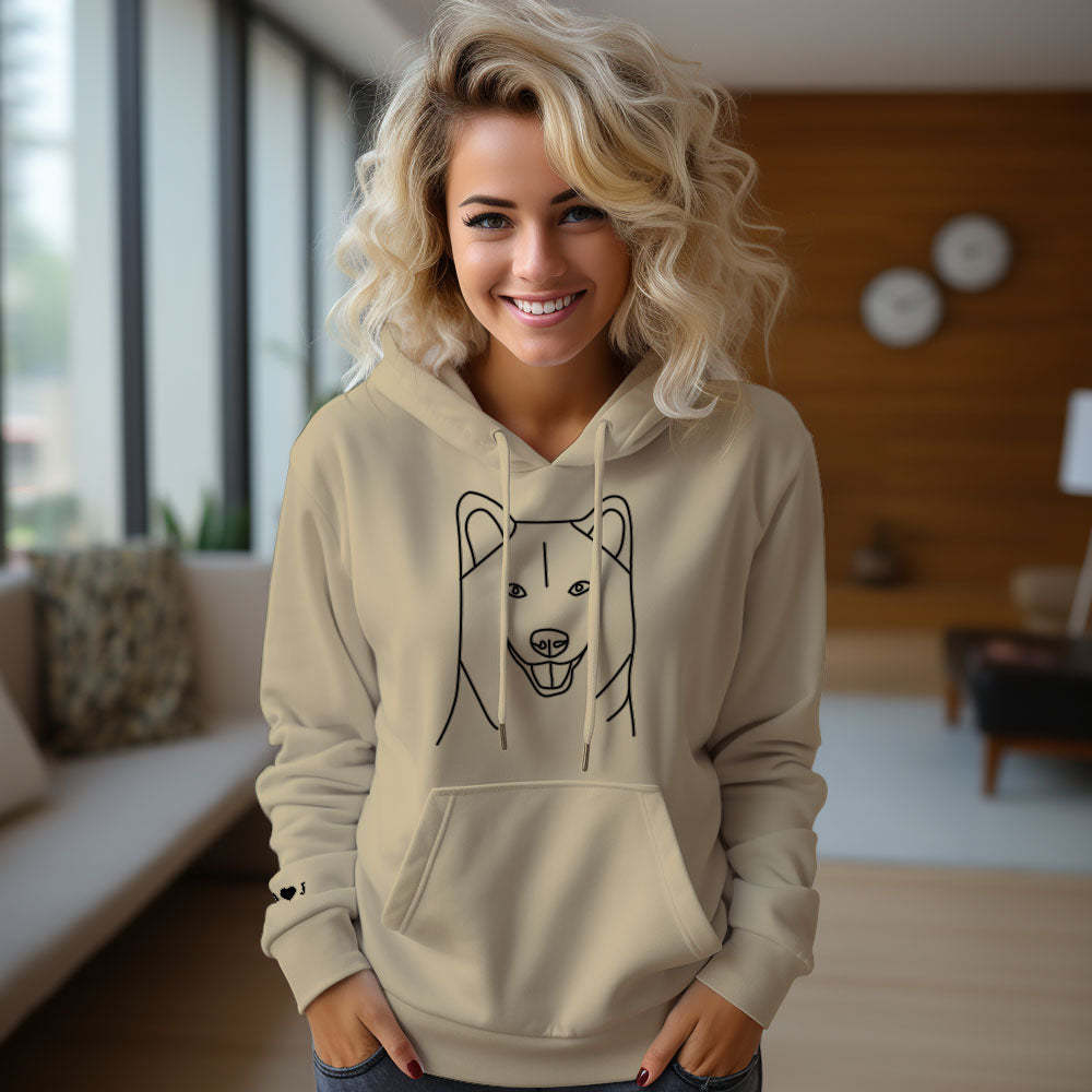 Felpa Con Cappuccio Personalizzata Con Foto Ricamata E Testo Sulla Manica, Felpa Colorata Per Coppie - mymoonlampit