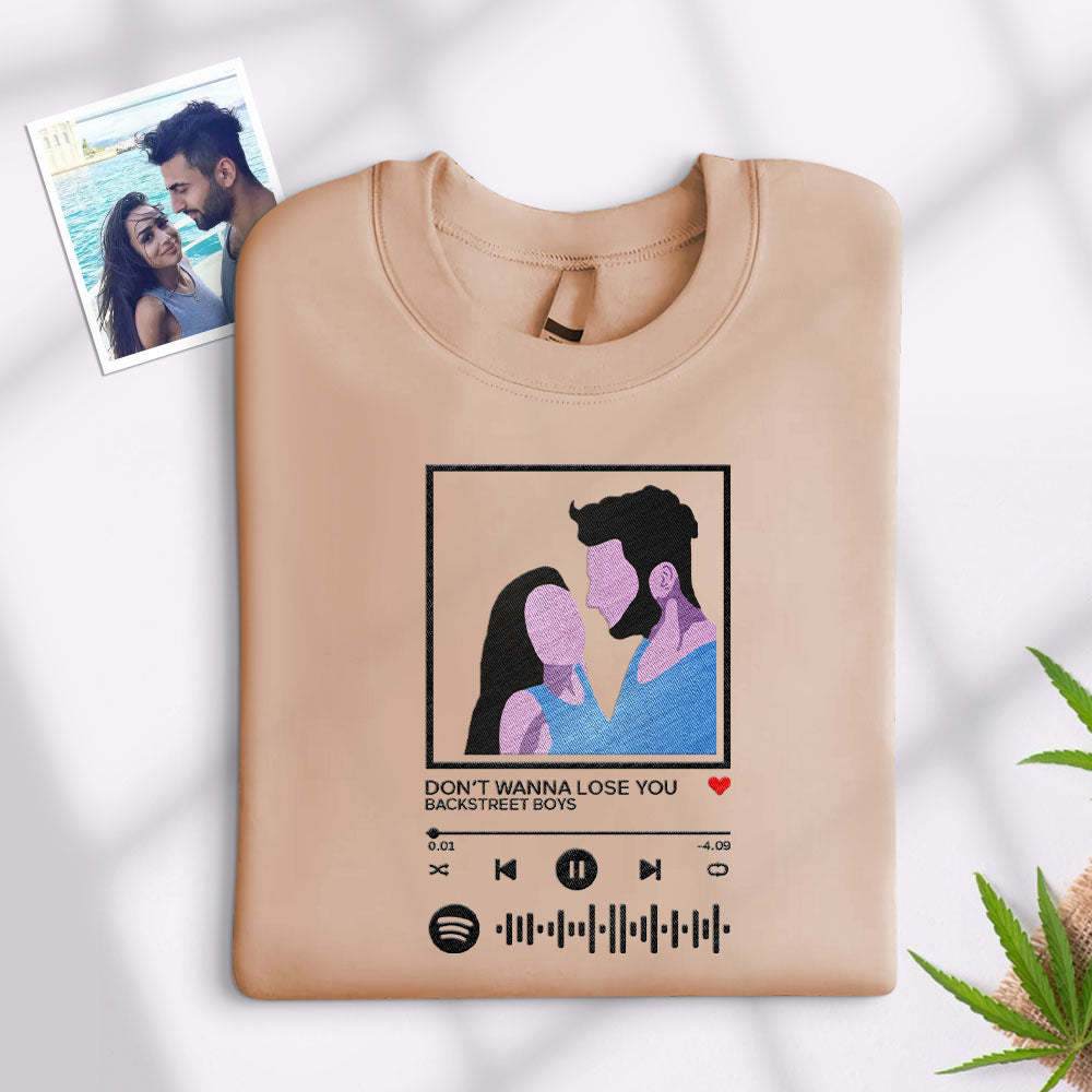 Felpa Con Cappuccio E Ricamo Con Codice Spotify Scansionabile, Felpa Con Collo Rotondo E Immagine Dei Cartoni Animati, Lettore Musicale, Regalo Per Coppie - mymoonlampit