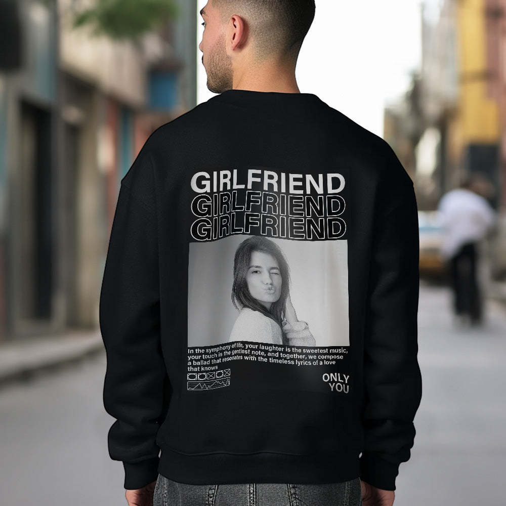 Felpa Unisex Con Girocollo Con Foto Personalizzata, Felpe Girocollo Con Immagini Personalizzate, Regalo Di San Valentino Per Coppia - fotolampadaluna