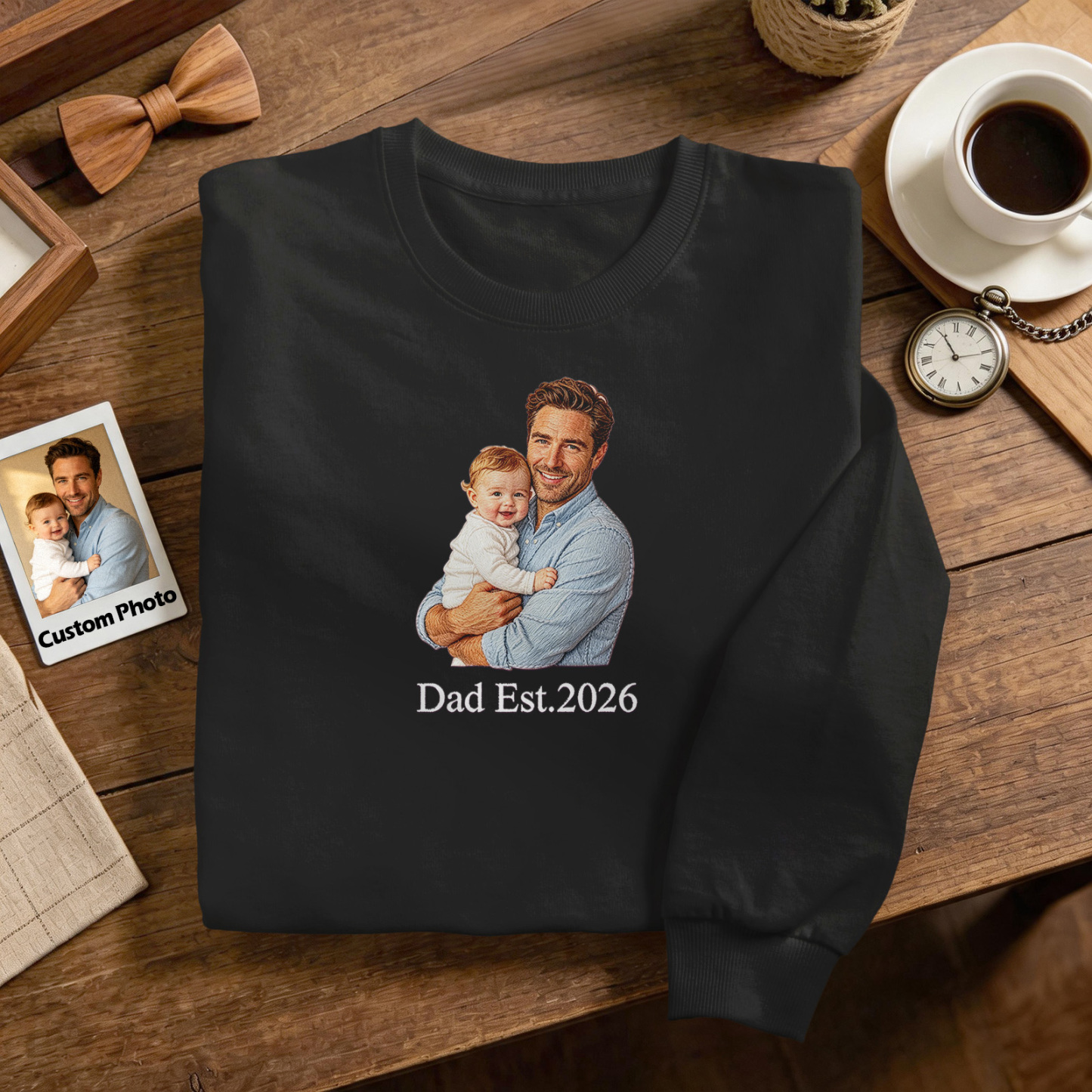 Felpa personalizzata ricamata a colori con ritratto di coppia/papà/mamma, regalo per la famiglia, idea regalo personalizzata per la festa del papà - mymoonlampit