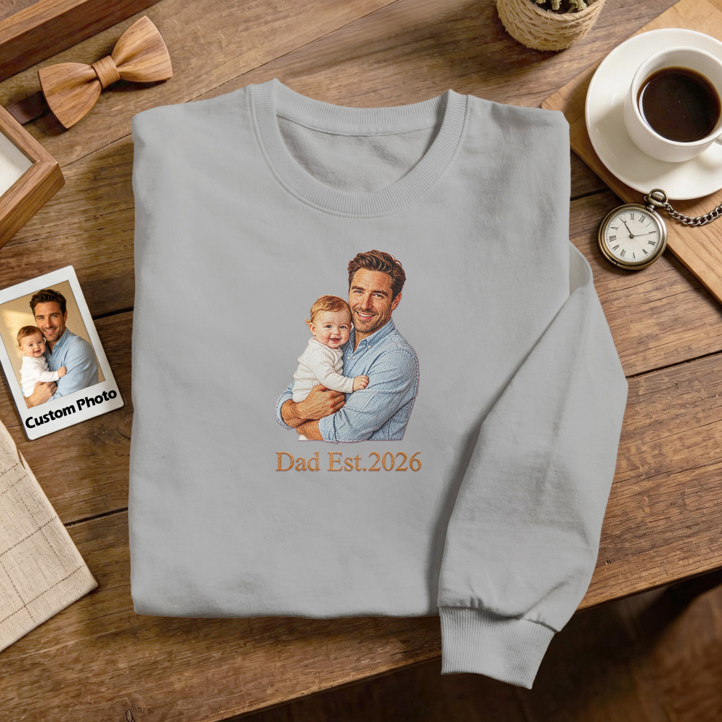 Felpa personalizzata ricamata a colori con ritratto di coppia/papà/mamma, regalo per la famiglia, idea regalo personalizzata per la festa del papà - mymoonlampit