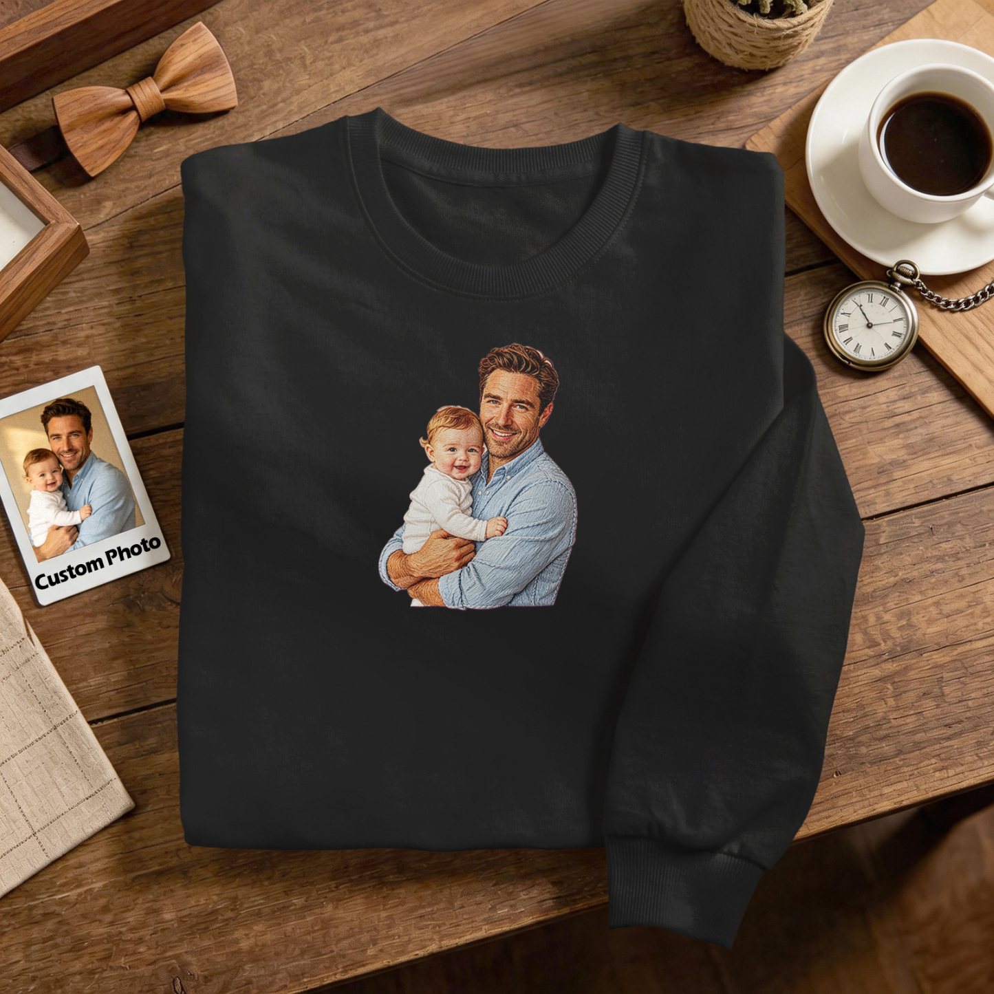 Felpa personalizzata ricamata a colori con ritratto di coppia/papà/mamma, regalo per la famiglia, idea regalo personalizzata per la festa del papà - mymoonlampit