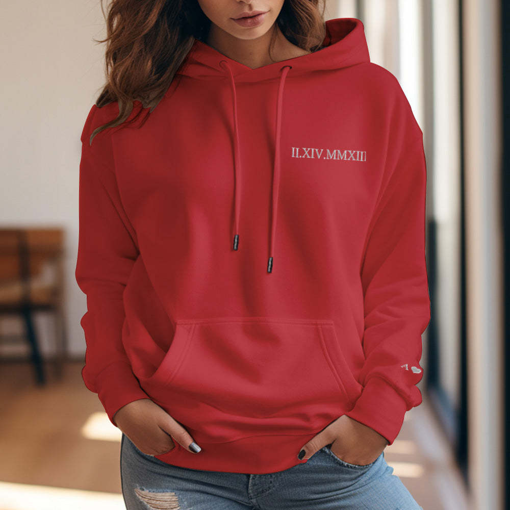 Felpa Con Cappuccio Personalizzata Con Incisione, Ricamo, Numero Romano, Data, Regalo Di Coppia - mymoonlampit