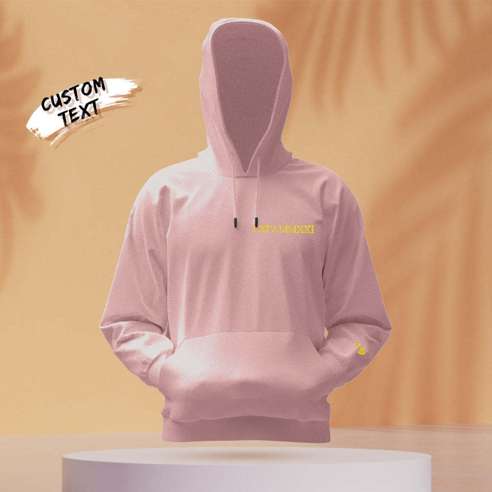Felpa Con Cappuccio Personalizzata Con Incisione, Ricamo, Numero Romano, Data, Regalo Di Coppia - mymoonlampit