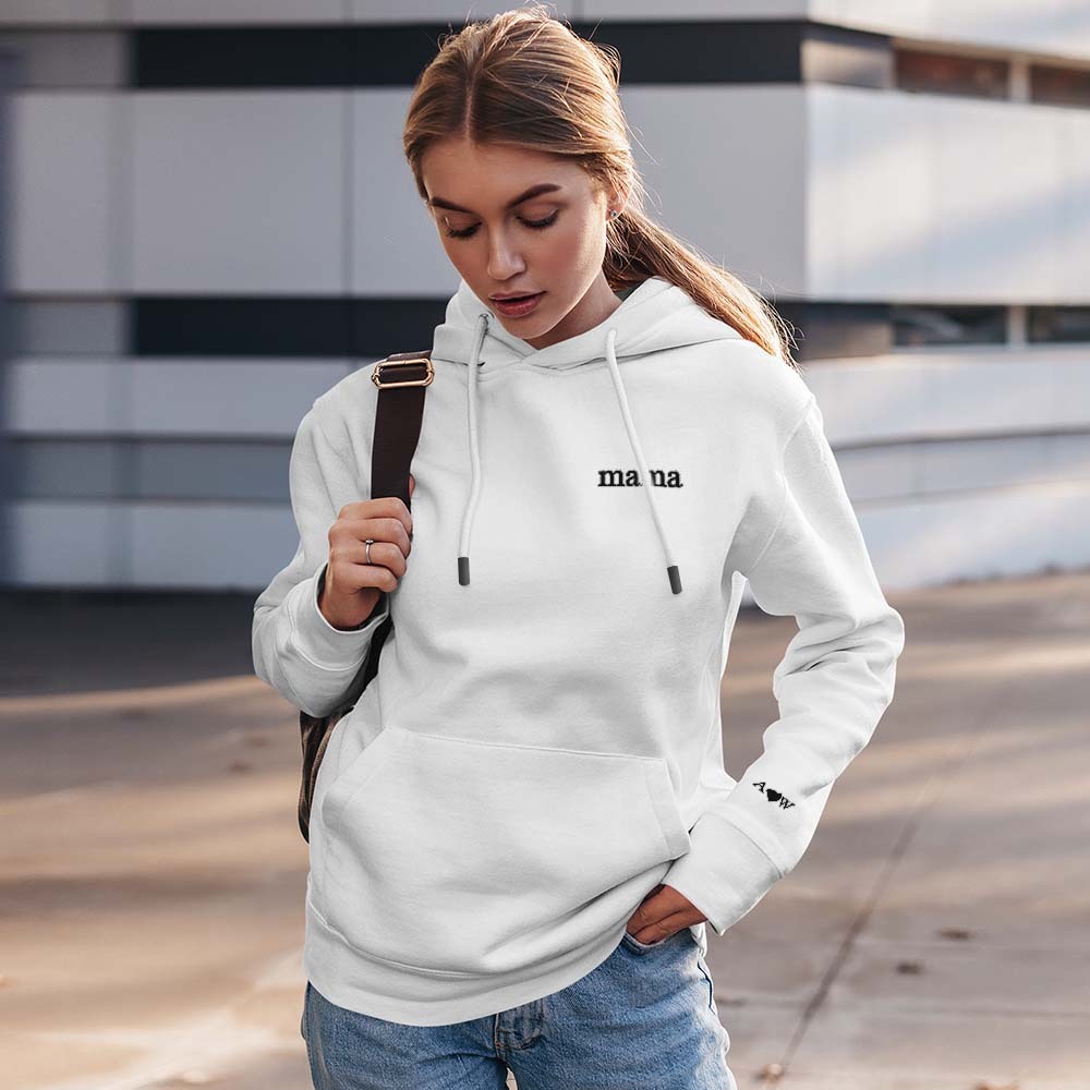 Felpa Con Cappuccio Personalizzata Con Incisione E Ricamo A Colori, Regalo Per La Festa Della Mamma - mymoonlampit