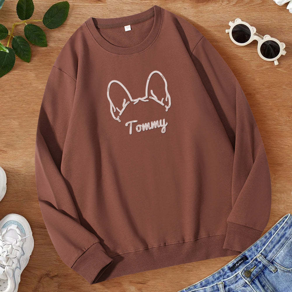 Felpa Con Orecchie Di Cane Personalizzate Con Nome, Ricamo Personalizzato, Regalo Per Gli Amanti Dei Cani - mymoonlampit