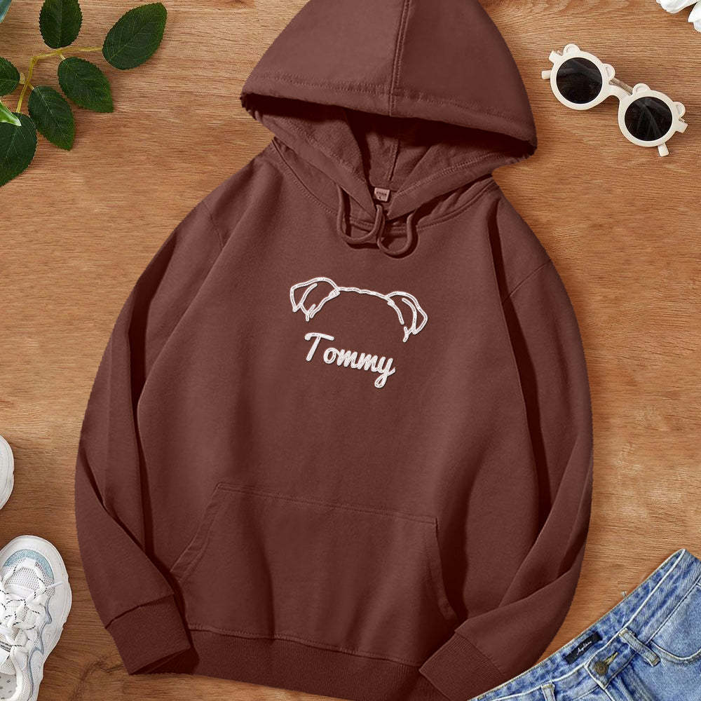 Felpa Personalizzata Con Orecchie Di Cane, Felpa Con Cappuccio Ricamata Personalizzata, Regalo Per Gli Amanti Dei Cani - mymoonlampit