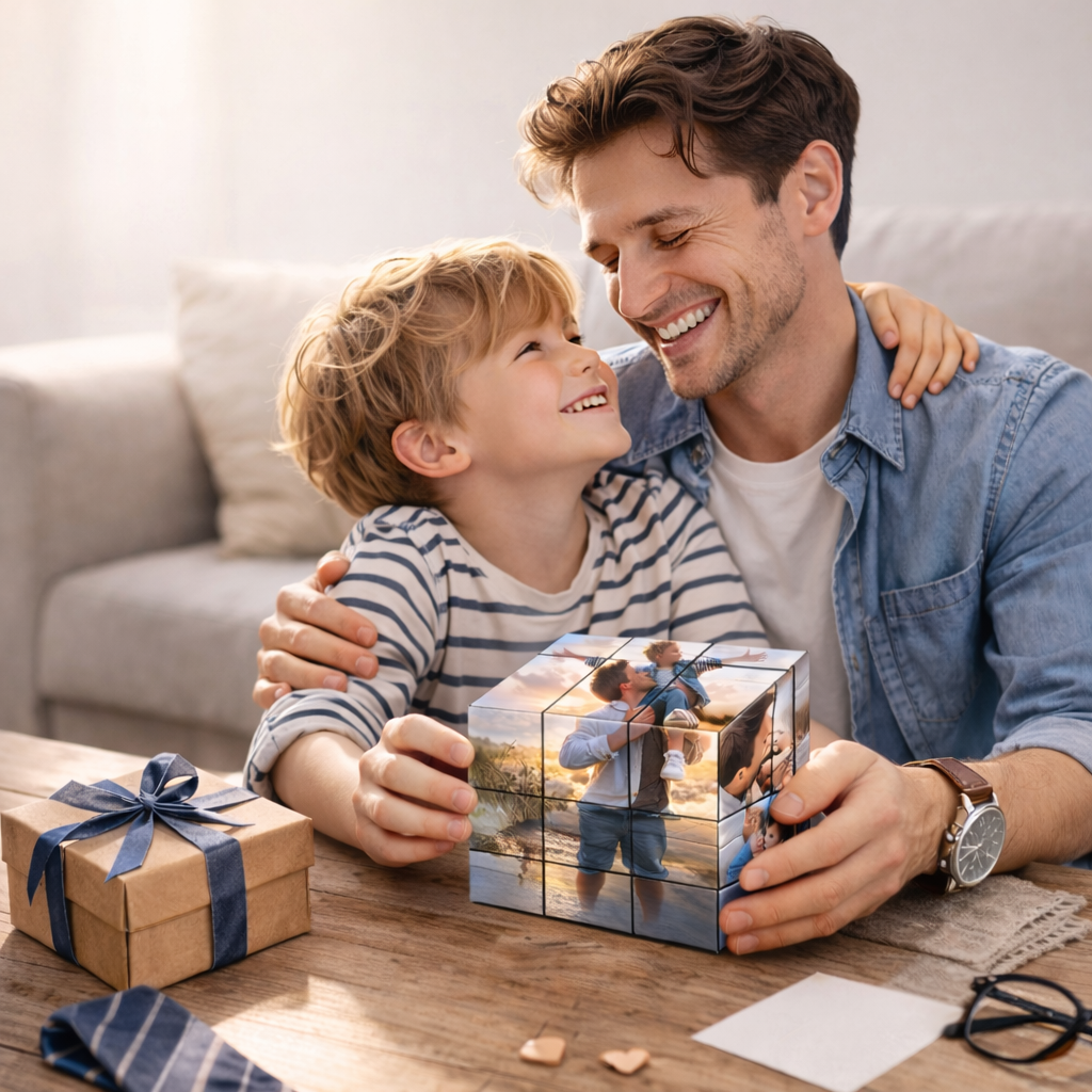 Cubo Fotografico Infinity Cubo Fotografico Pieghevole Personalizzato Decorazione Della Casa Cubo Di Rubic Speciale per la Festa del Papà  Ricordi Indimenticabili con Papà