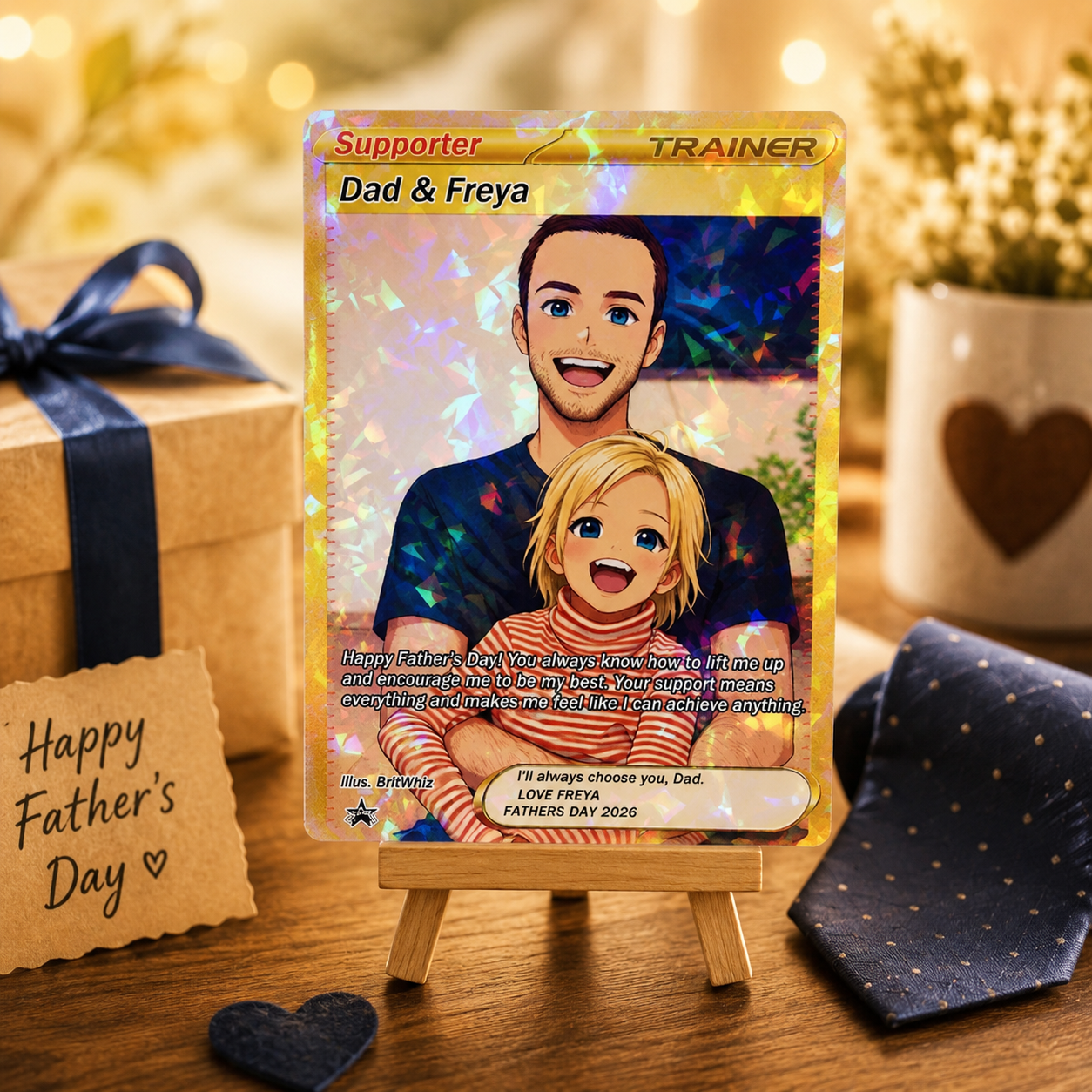 Biglietto personalizzato per allenamento in stile anime: ricordo fotografico personalizzato, regalo speciale per la festa del papà - mymoonlampit