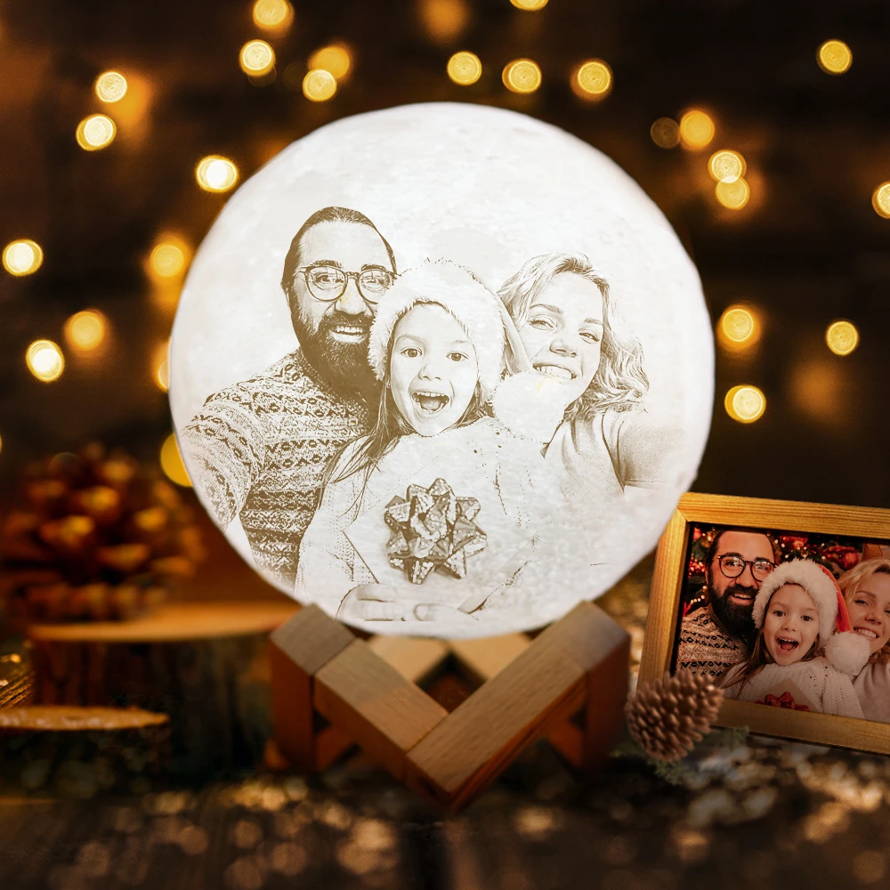 Regalo Di San Valentino Per Lei Lampada Lunare Con Foto Stampata In 3D Personalizzata, Lampada Incisa (10cm-20cm)