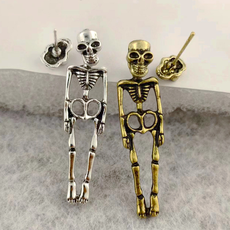 Orecchini Unici Staccabili Realistici Con Scheletro Di Teschio Umano Per Donna, Perfetti Per Le Feste Di Halloween - mymoonlampit