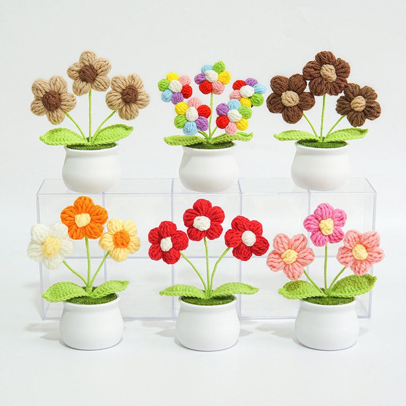 Ornamento In Vaso A Forma Di Girasole Lavorato A Maglia, Regalo Perfetto Per Gli Amanti Delle Piante - mymoonlampit