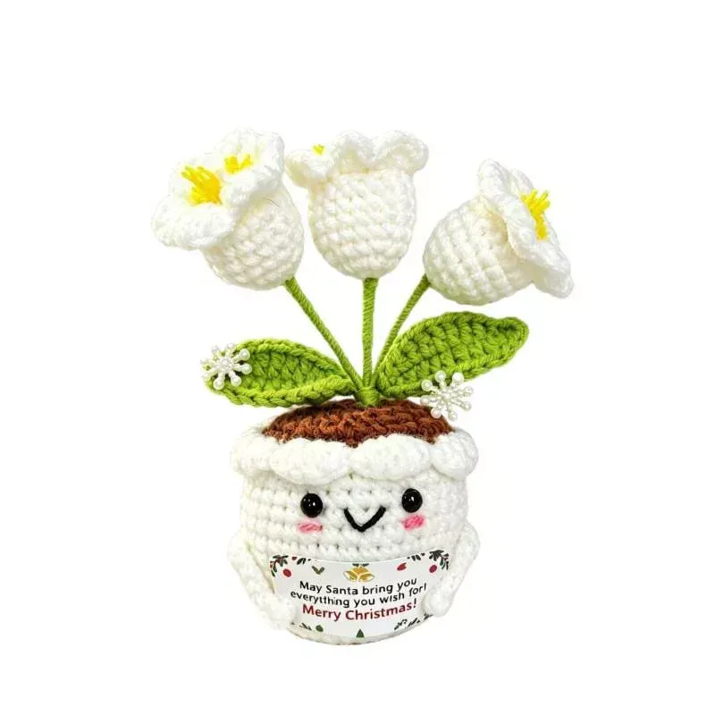 Vaso Di Fiori Natalizio All'uncinetto - Decorazione Festiva Da Scrivania, Ideale Come Regalo Per Ufficio, Casa E Feste Natalizie. - mymoonlampit