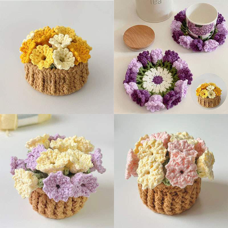 Set Di Sottobicchieri All'uncinetto Fatti A Mano Con Motivo Floreale Trasformabile, Mughetto, Decorazione Ecologica Per La Casa, Regalo Unico Per La Mamma - mymoonlampit