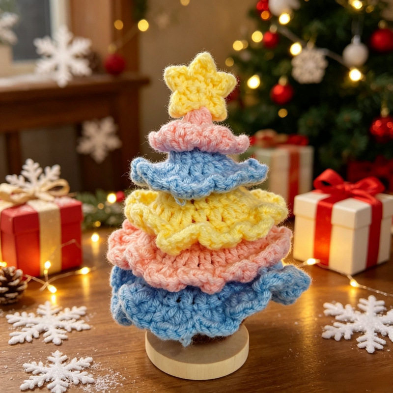 Vaso Di Fiori Natalizio All'uncinetto - Decorazione Festiva Da Scrivania, Ideale Come Regalo Per Ufficio, Casa E Feste Natalizie. - mymoonlampit