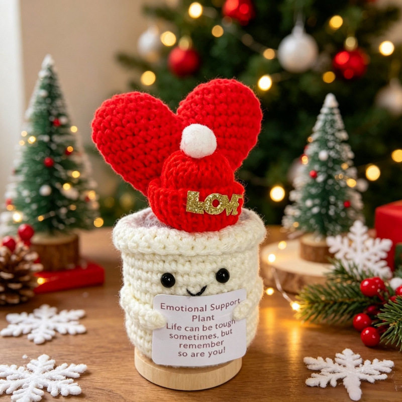 Vaso Di Fiori Natalizio All'uncinetto - Decorazione Festiva Da Scrivania, Ideale Come Regalo Per Ufficio, Casa E Feste Natalizie. - mymoonlampit