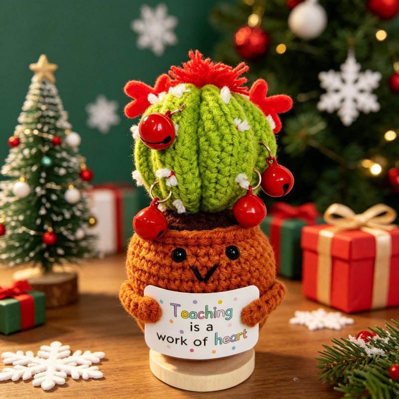 Vaso Di Fiori Natalizio All'uncinetto - Decorazione Festiva Da Scrivania, Ideale Come Regalo Per Ufficio, Casa E Feste Natalizie. - mymoonlampit