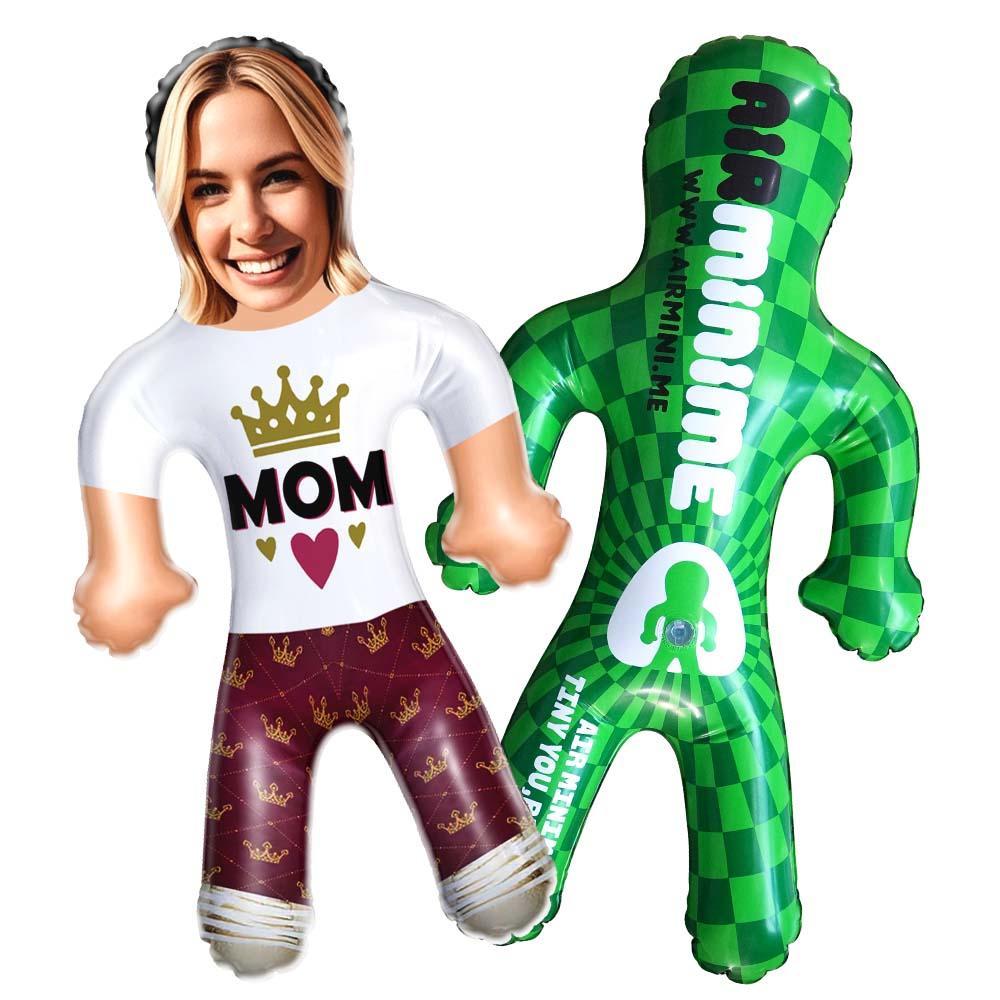 Bambola Queen Mom Air Minime Con Corona D'oro, Viso Gonfiabile Personalizzato, Regalo - mymoonlampit
