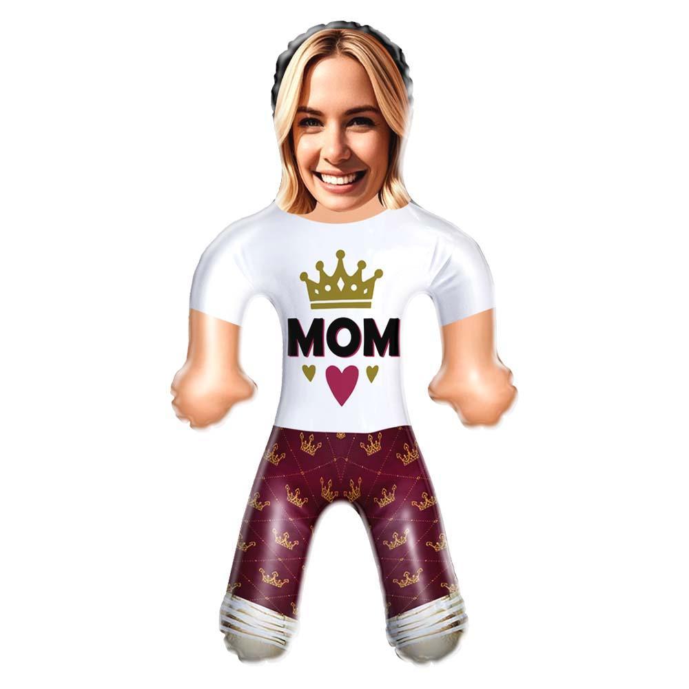 Bambola Queen Mom Air Minime Con Corona D'oro, Viso Gonfiabile Personalizzato, Regalo - mymoonlampit